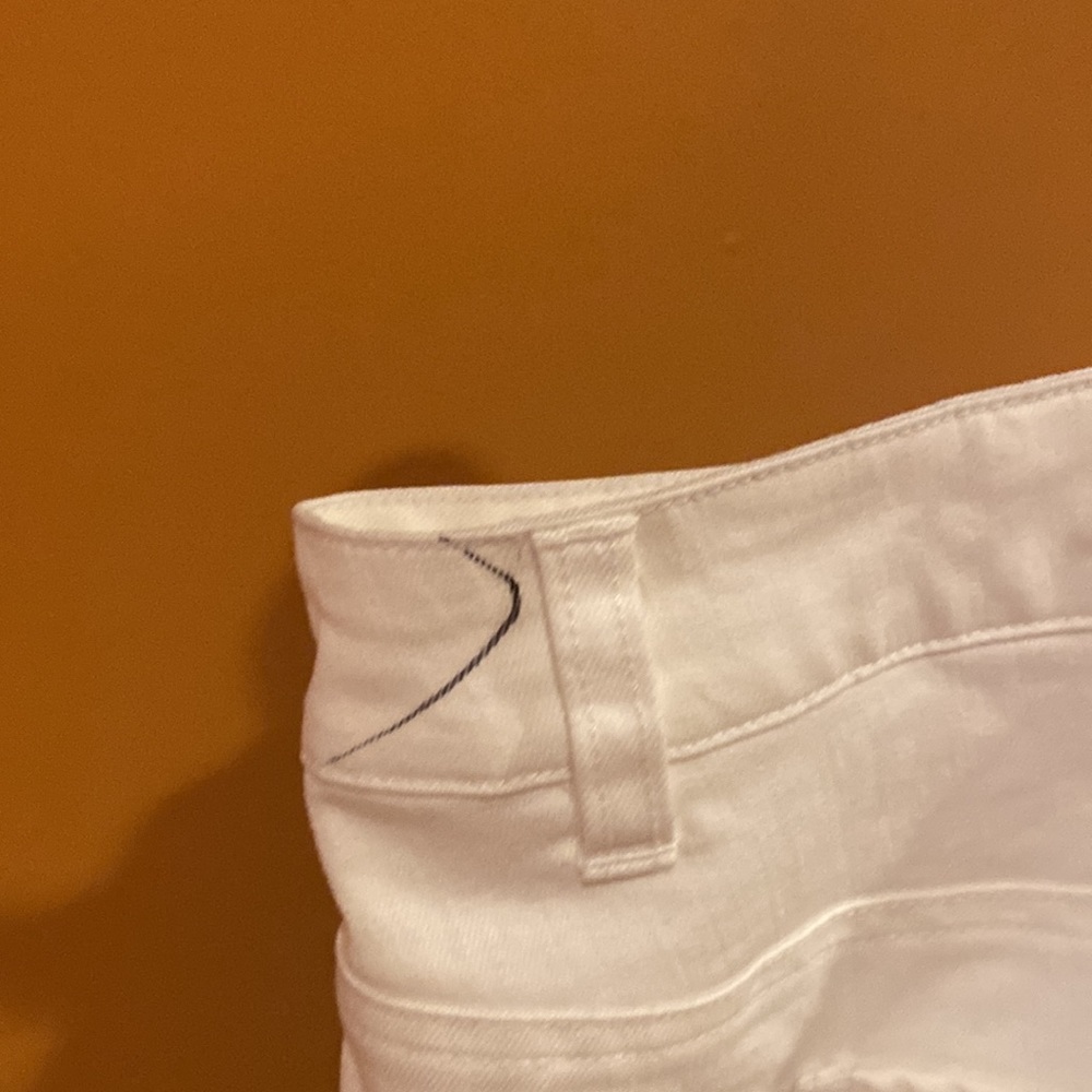 CJ Banks white denim skirt with crochet detail pen mark - Picture 6 of 7